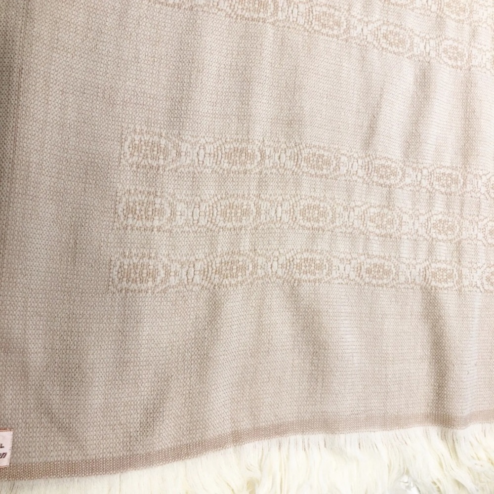 Churchill Handwoven Shawl Scarf tan knit fringe 63"x27" - Picture 8 of 10